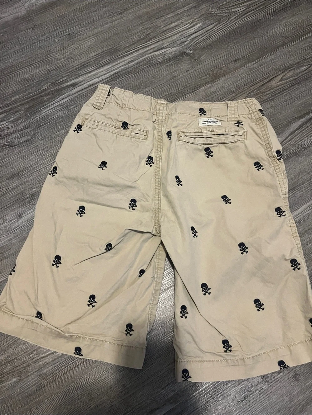 The Children's Place Beige Shorts with Navy Skull Embroidery